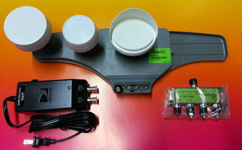 DirecTV Green SWiM KIT SL5 LNB 21V Power 1X4 Splitter Satellite lnbf 5 HD SWM eBay